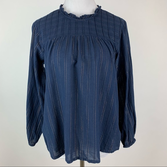 Anthropologie Maeve High Neck Peasant Striped Top Small - Picture 2 of 10
